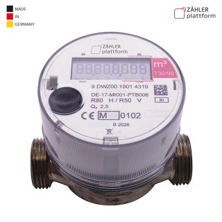 Funk Wasserzähler Aufputz 80 110 130 mm Kalt Warm Warm bis 90°C 80 mm