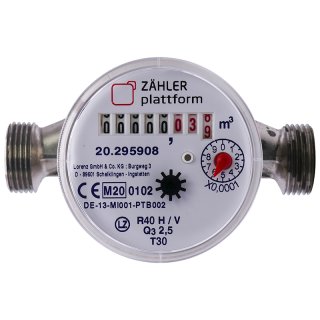 Wasserzähler Aufputz Eichung 2026 ZÄHLER plattform 110 mm Kalt bis 30°C
