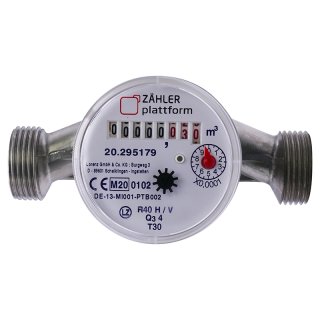 Wasserzähler Aufputz Eichung 2026 ZÄHLER plattform 130 mm (1") Kalt bis 30°C