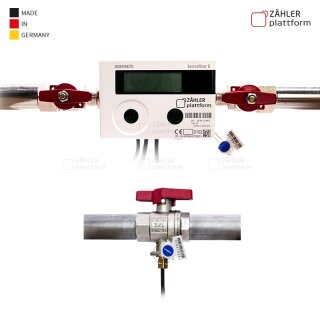 Wärmezähler Einstrahl Qn 0,6 m³/h, Baulänge 110 mm Eichung 2026 mit Einbausatz 3/4