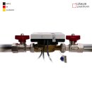Wärmezähler Einstrahl Qn 0,6 m³/h, Baulänge 110 mm Eichung 2026 mit Einbausatz 3/4