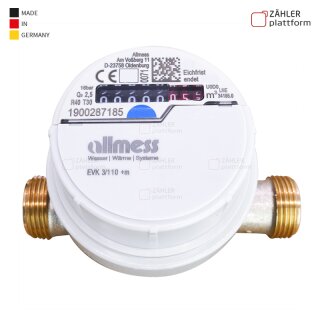 Wasserzähler Aufputz Eichung 2026 Allmess 110 mm Universalwasserzähler
